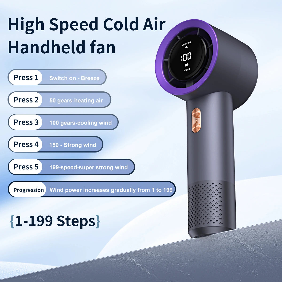 Handheld Mini Fan with Six Blades – USB Rechargeable