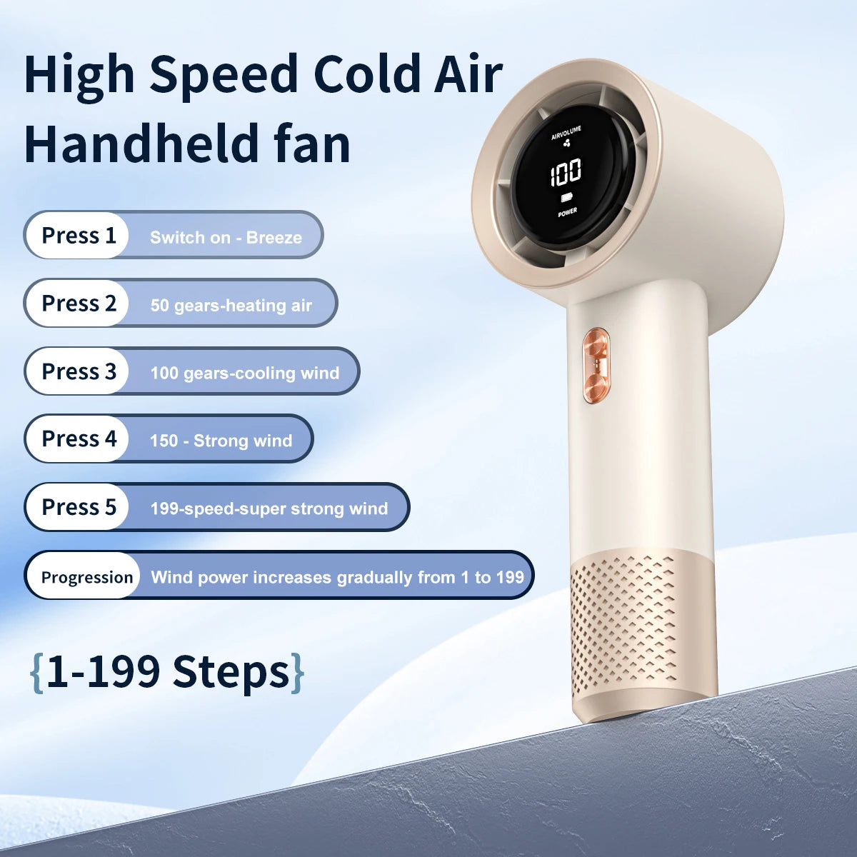 Handheld Mini Fan with Six Blades – USB Rechargeable
